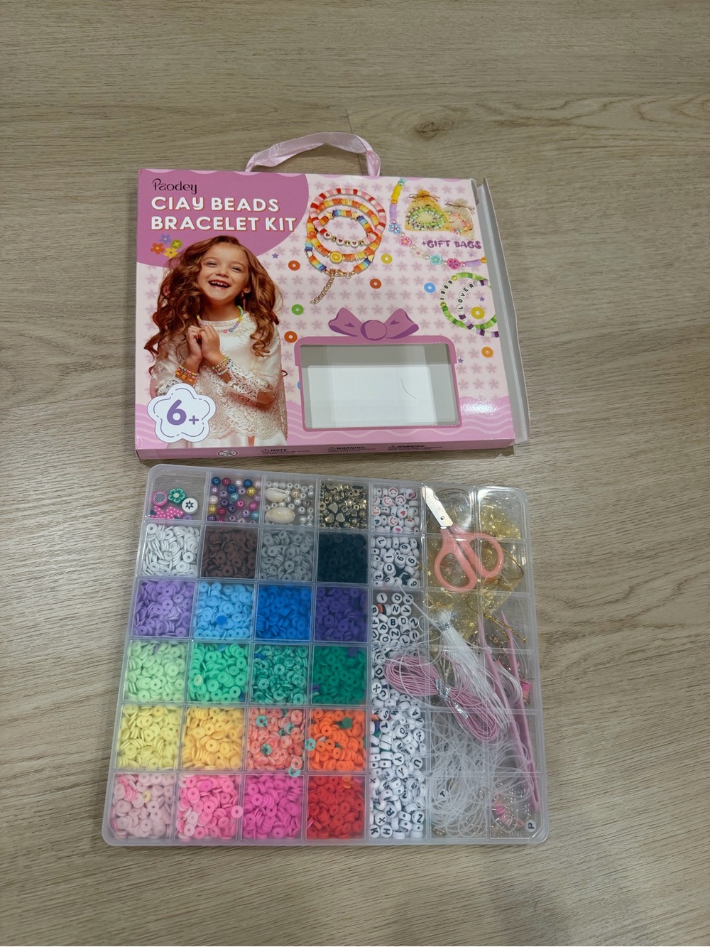 Pink Clay Beads Bracelet Kit – Kids Jewelry Craft Set